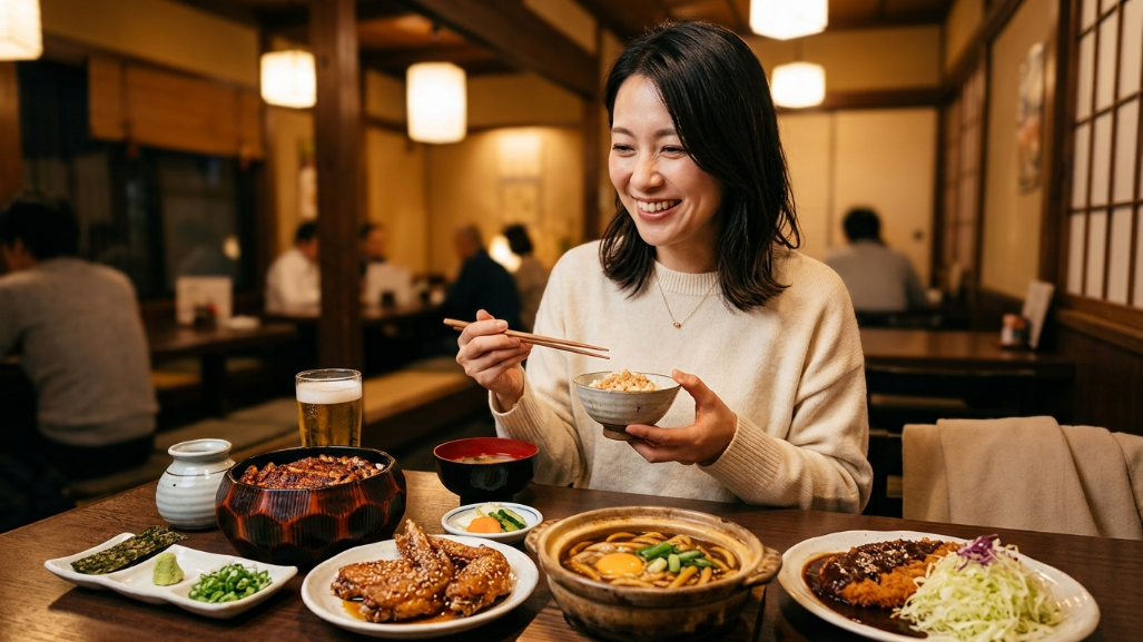 名古屋めしフルコースと女性ひとり・夜