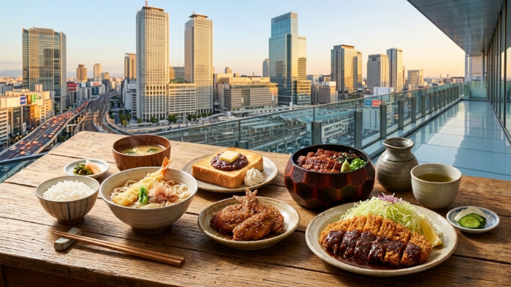 名古屋ビル群と名古屋めし