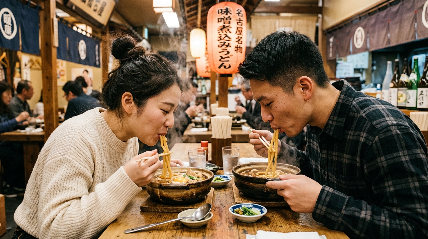 味噌煮込みうどんすする男女カップル_202607231815