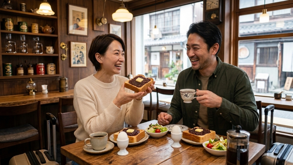 名古屋モーニング：40代の日本人夫婦の観光客