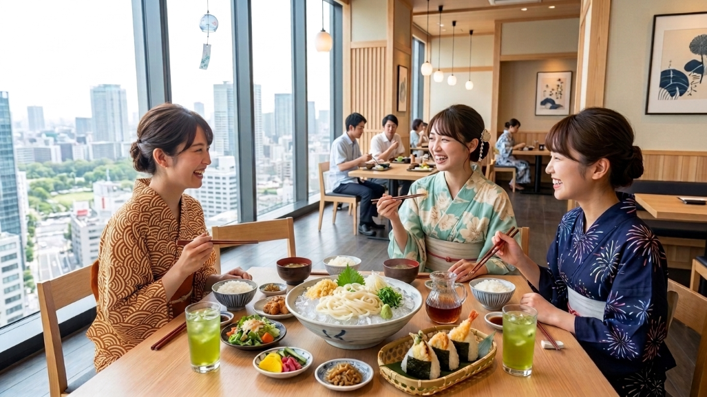 名古屋冷たい食べ物：名古屋めしと浴衣姿