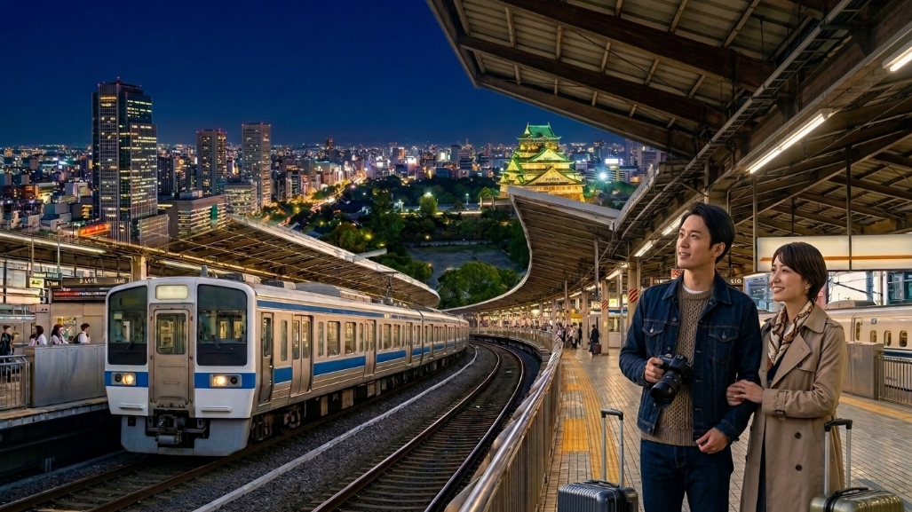 名古屋観光のシンボルと駅：夜間