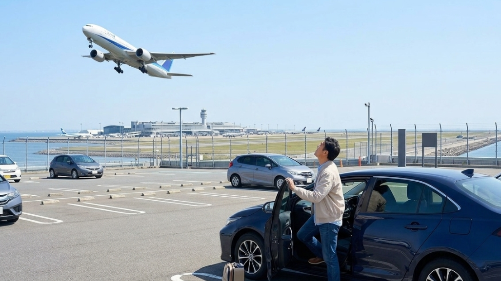 中部国際空港：空港近くの駐車場から眺める