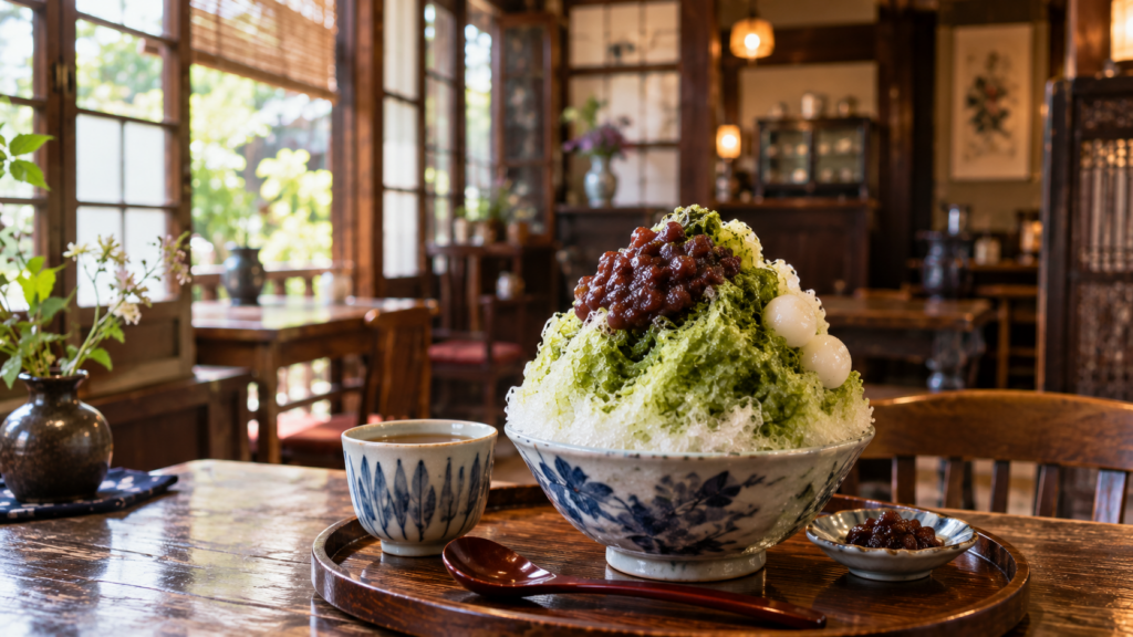 和風カフェと宇治金時かき氷